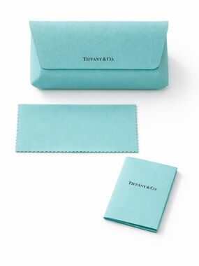 Tiffany & Co Eyeglass Case Set Blue w/ Cloth & Booklet Authentic No Glasses